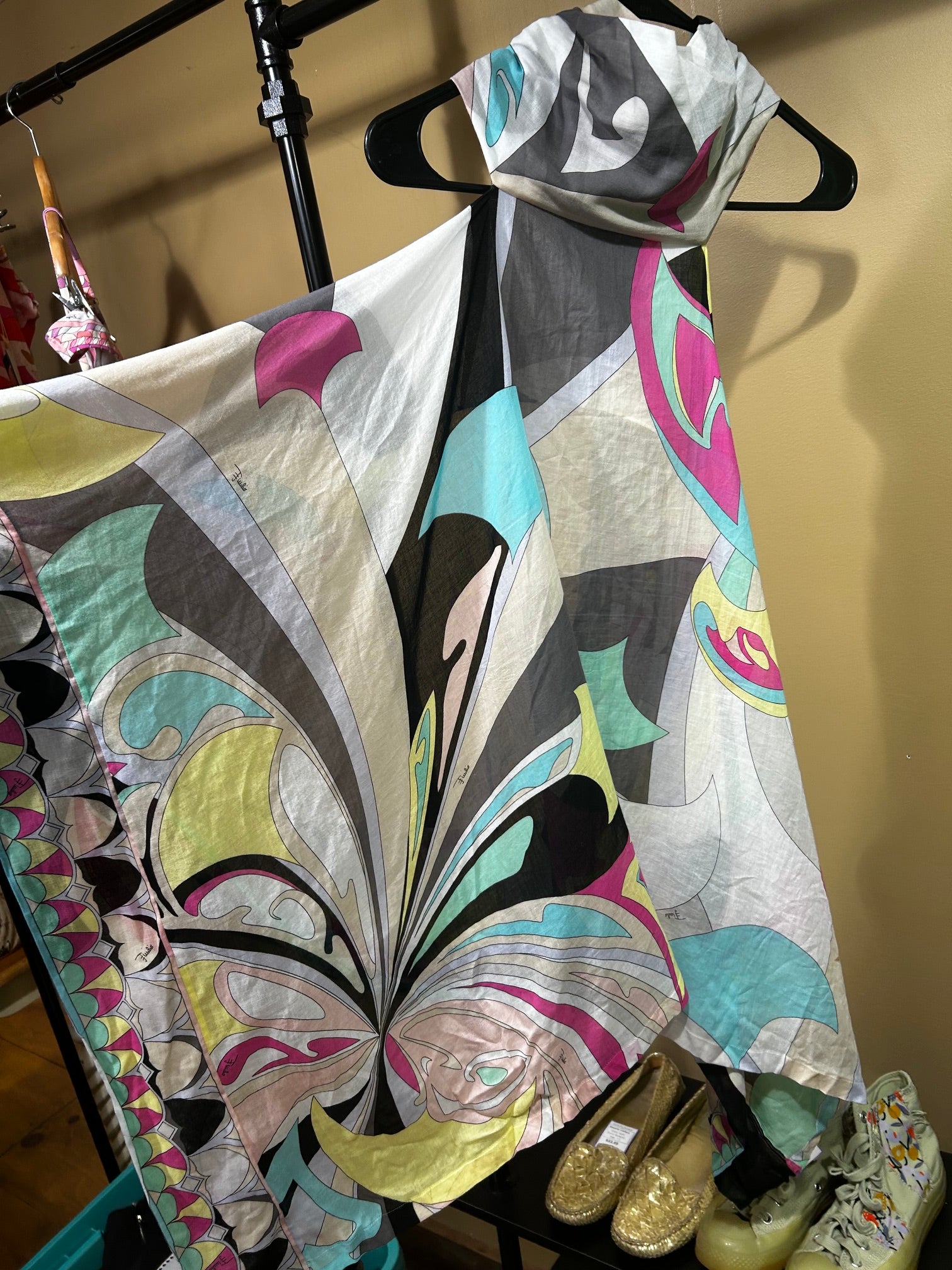 Geometric Print Emilio  Pucci 100% Cotton Designer Halter Top, 8