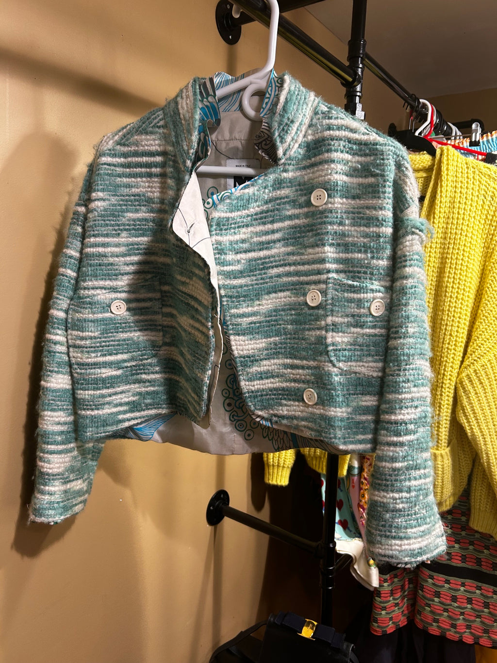 Green and White Missoni Tweed-Knit Jacket, M/L