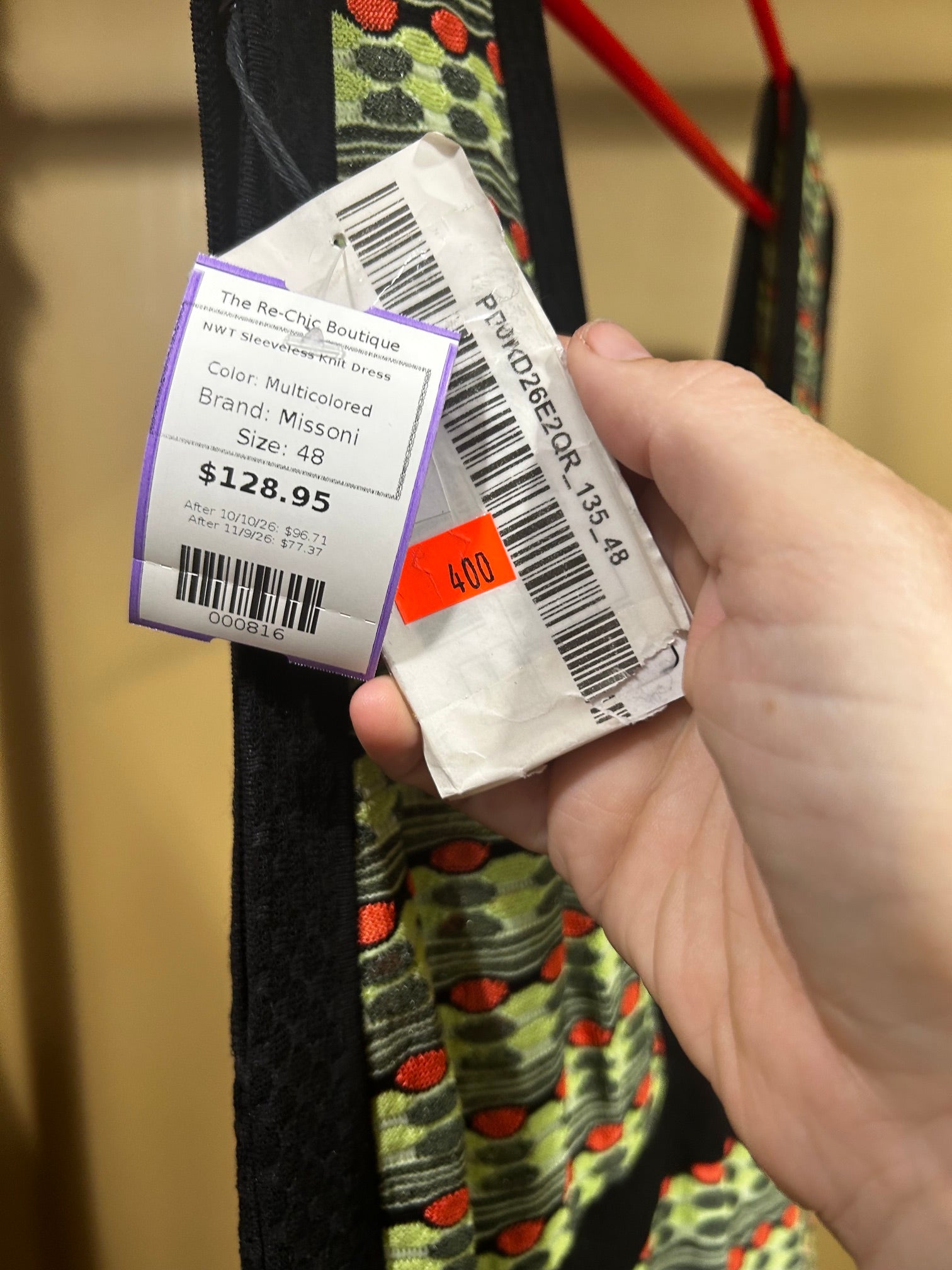 Multicolored Missoni NWT Sleeveless Knit Dress, 48