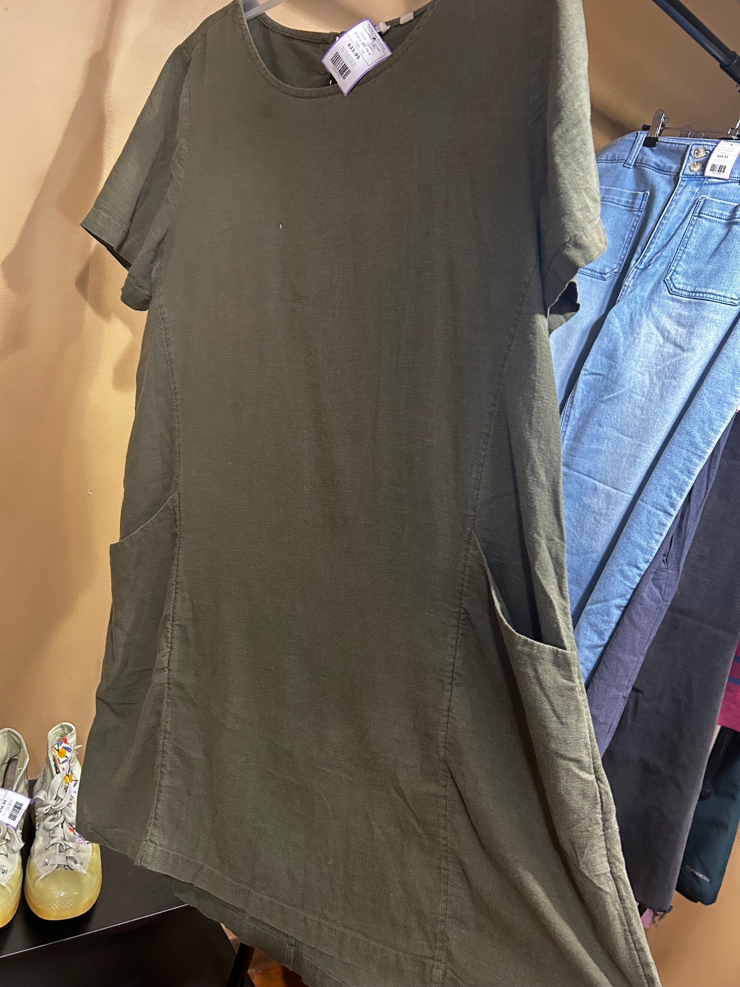 Green Fat Face Linen/Viscose Dress, 14