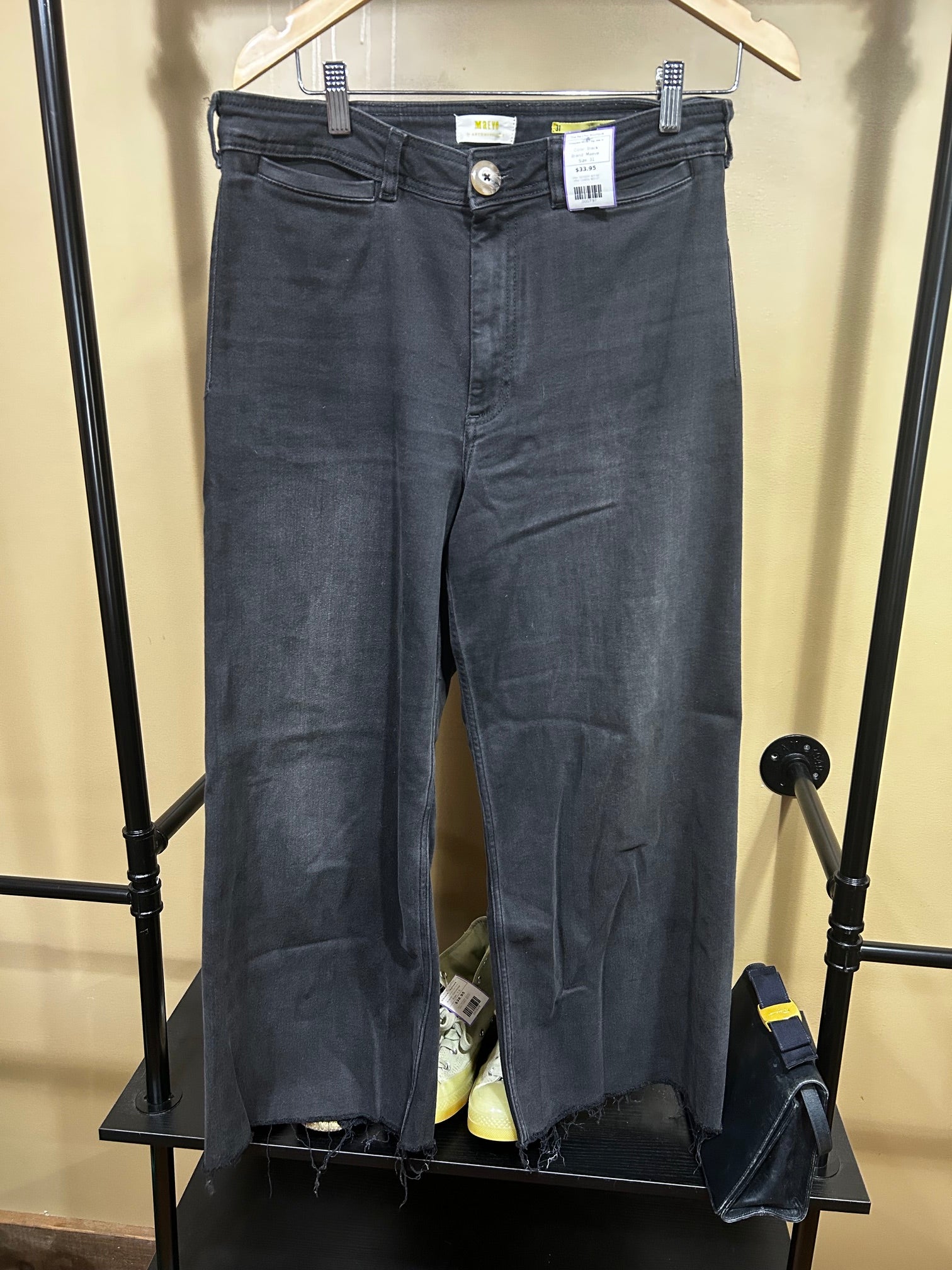 Black Maeve Cropped Wide-Leg Jeans, 31