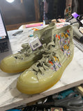 Green/Flower Print Converse Chuck Taylors, 7.5