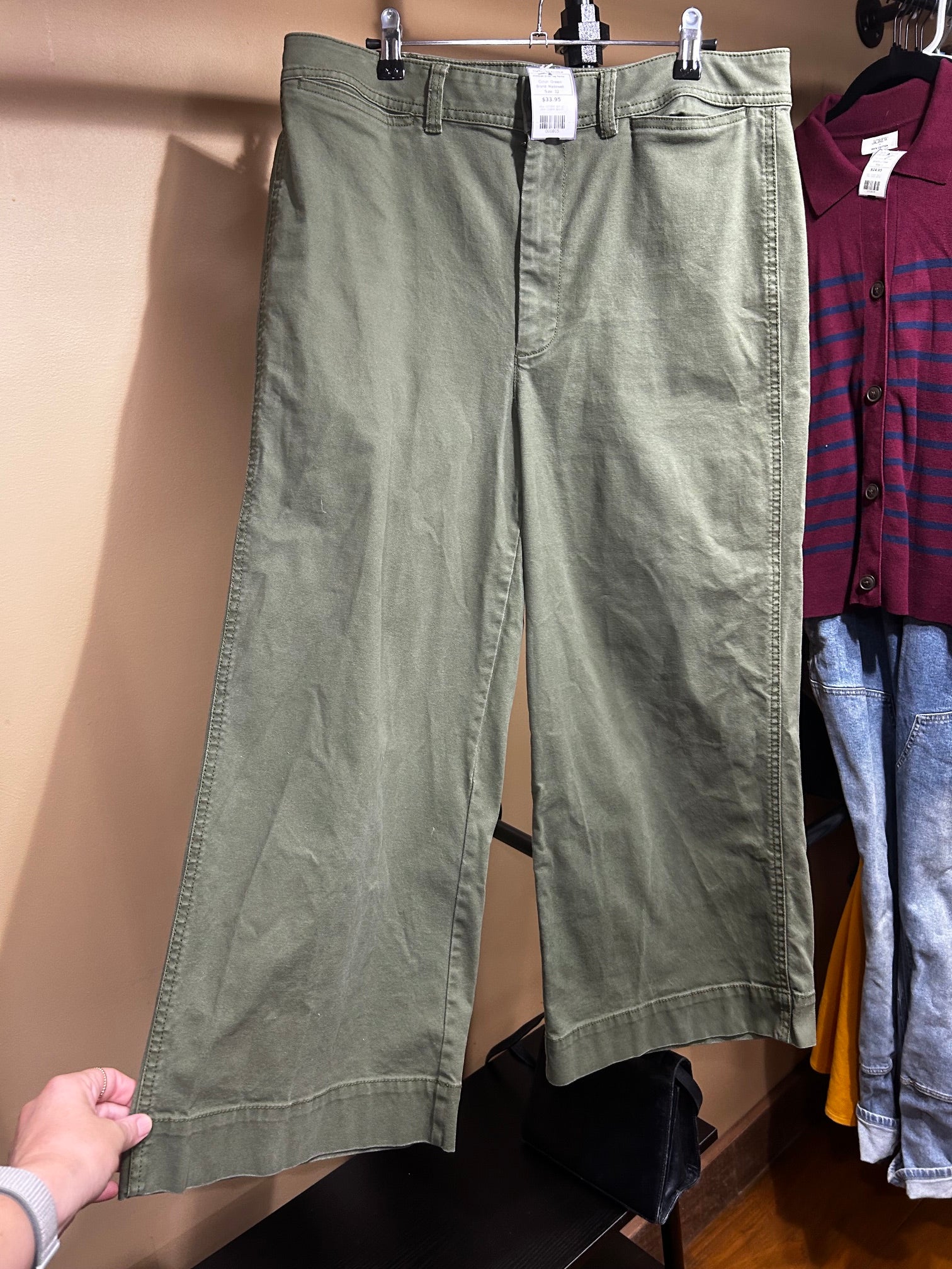 Green Madewell Cropped Wide Leg Pants, 32