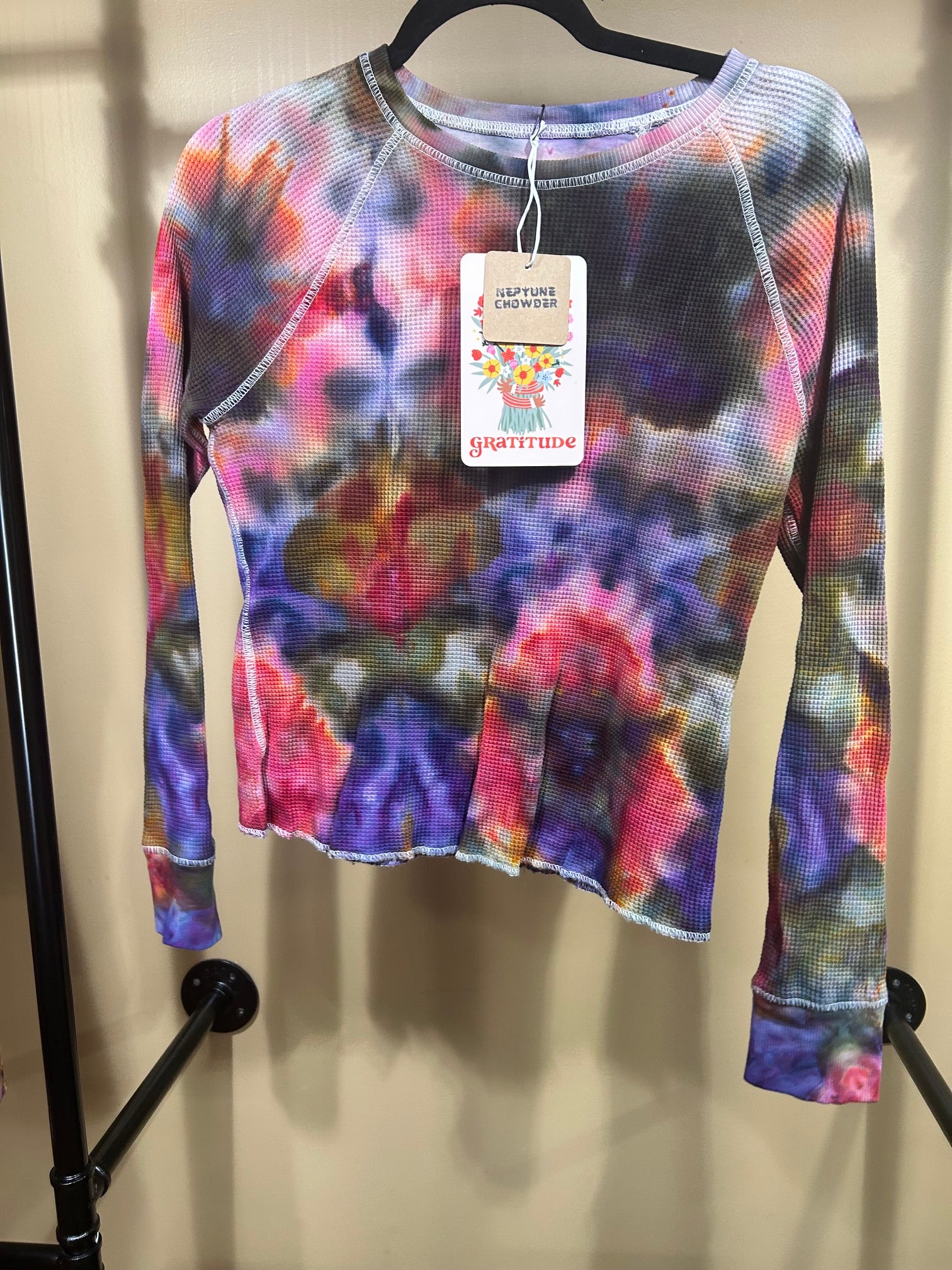 Hand-Dyed Neptune Chowder NWT Pride Waffle Top, S