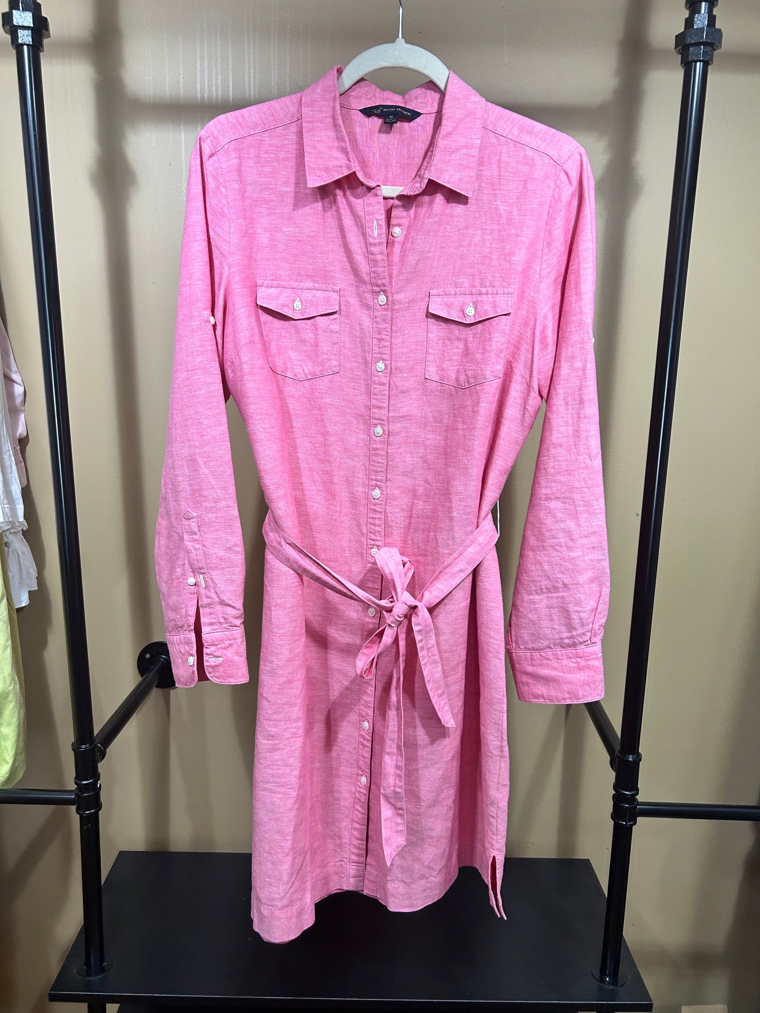 Salmon Brooks Brothers Linen/Cotton Blend Dress, 10