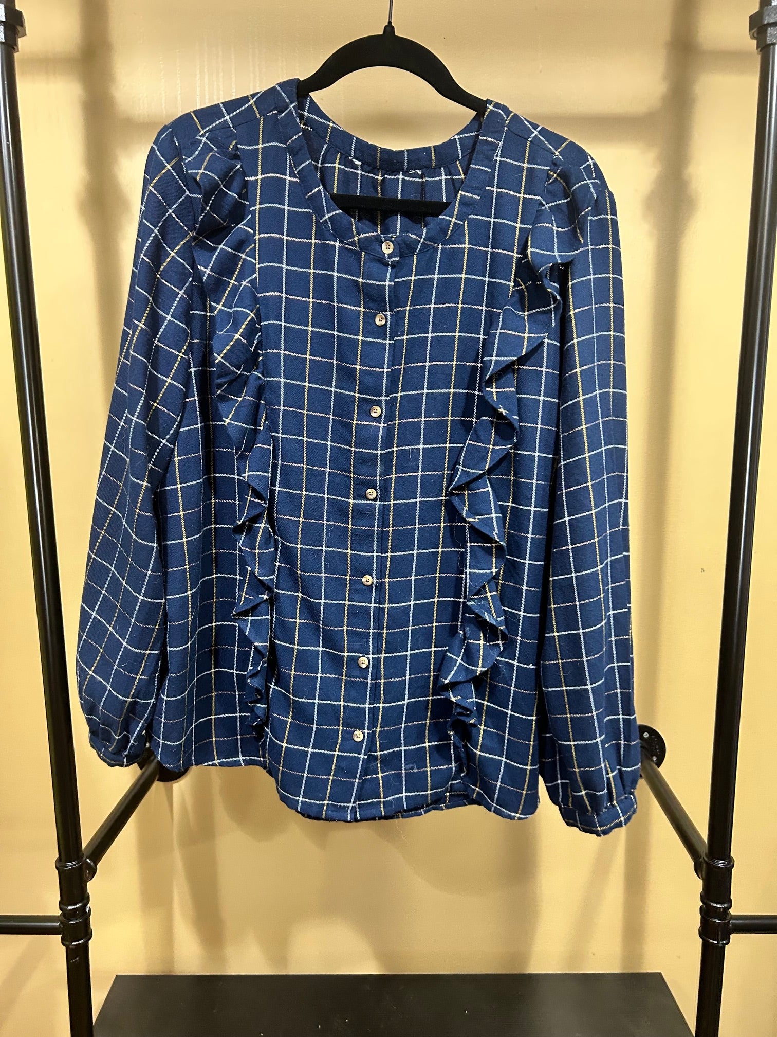 Navy Blue No Brand Label Button-Down Top, L