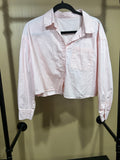 Pink No Brand Label 100% Cotton Cropped Button-Down, M/L