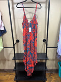 Red Print P.J. Salvage NWT 100% Rayon Romper, L