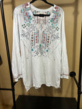 White Biya By Johnny Was Embroidered Tunic, M
