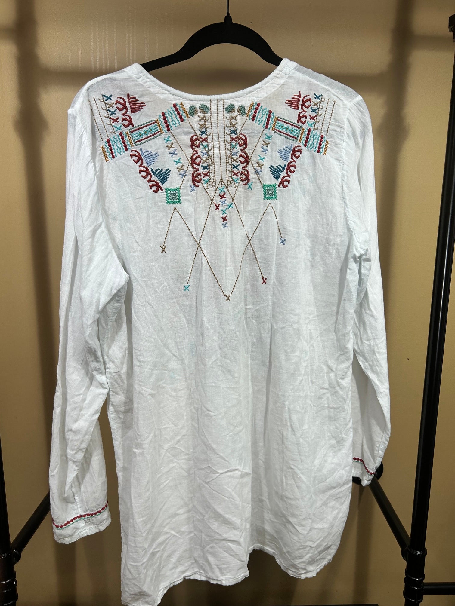 White Biya By Johnny Was Embroidered Tunic, M