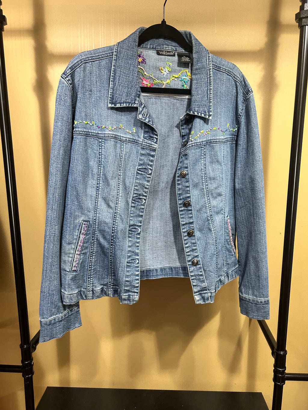 Hand Embroidered Willi Smith Denim Jacket, L
