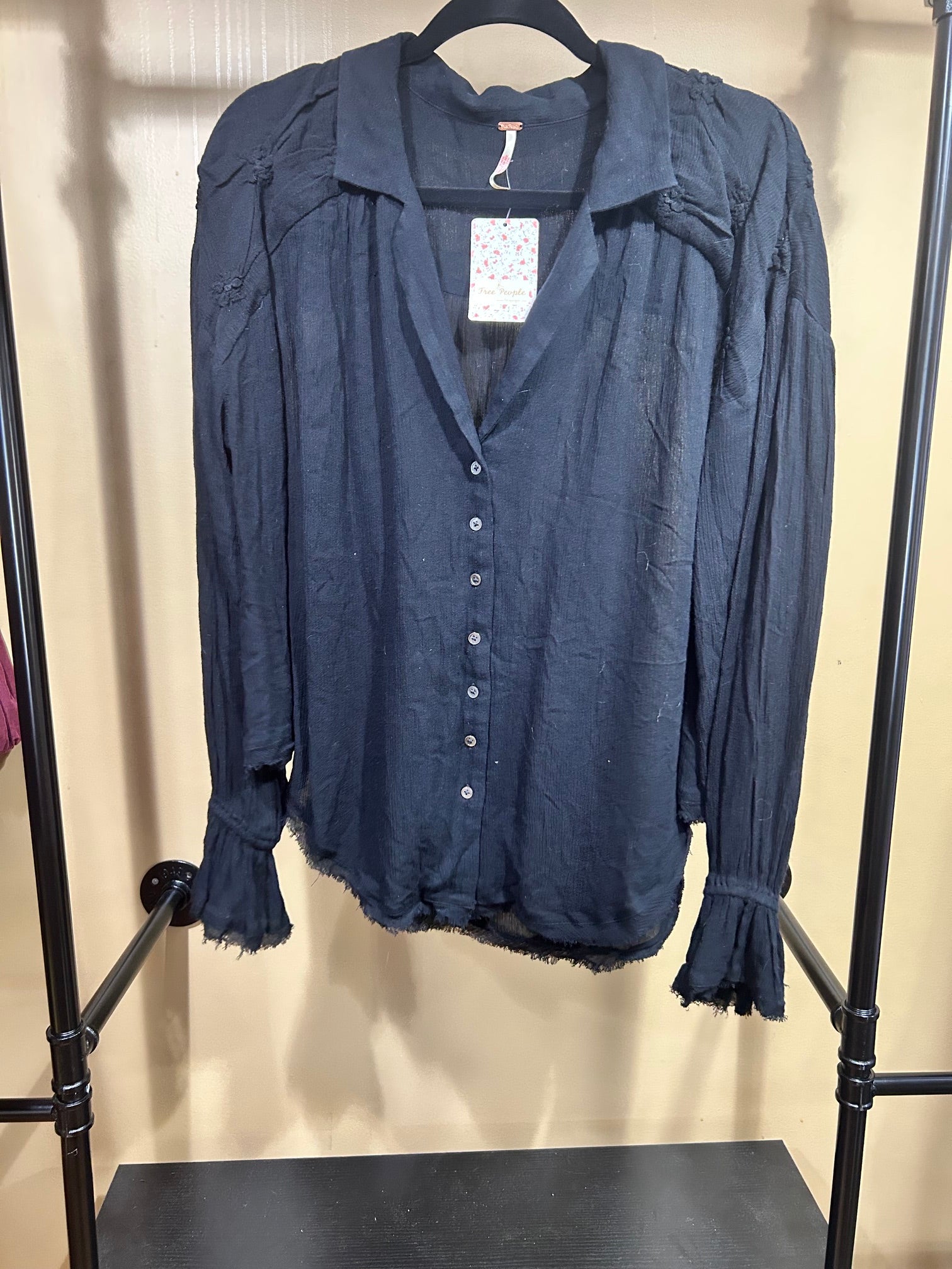 Black Free People NWT Olivia Smocked Top, XS