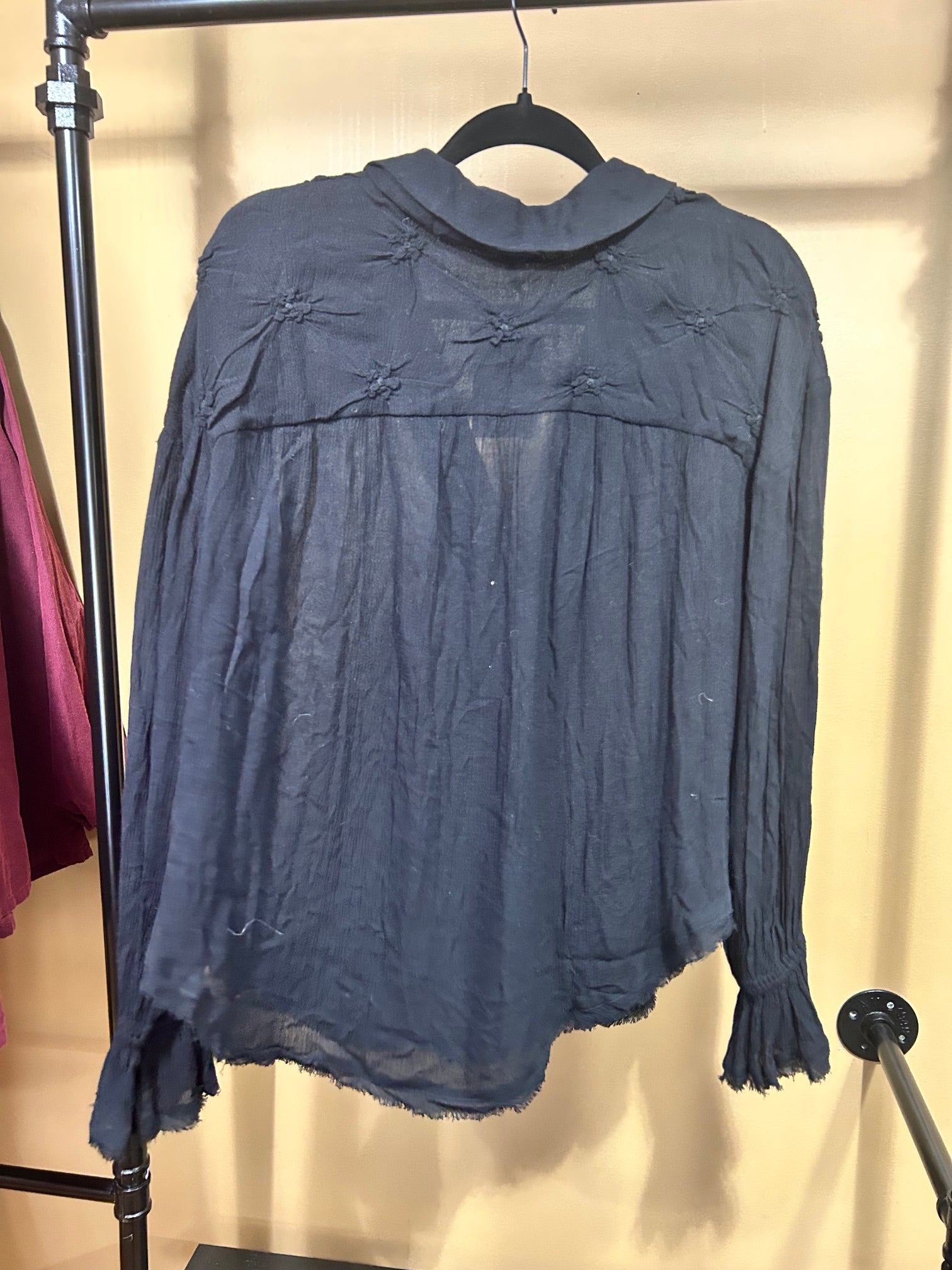 Black Free People NWT Olivia Smocked Top, XS