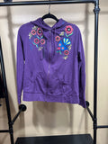 Purple Sahalie Embroidered Zip-Up Hoodie, L