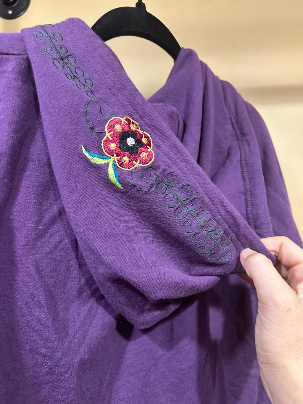Purple Sahalie Embroidered Zip-Up Hoodie, L
