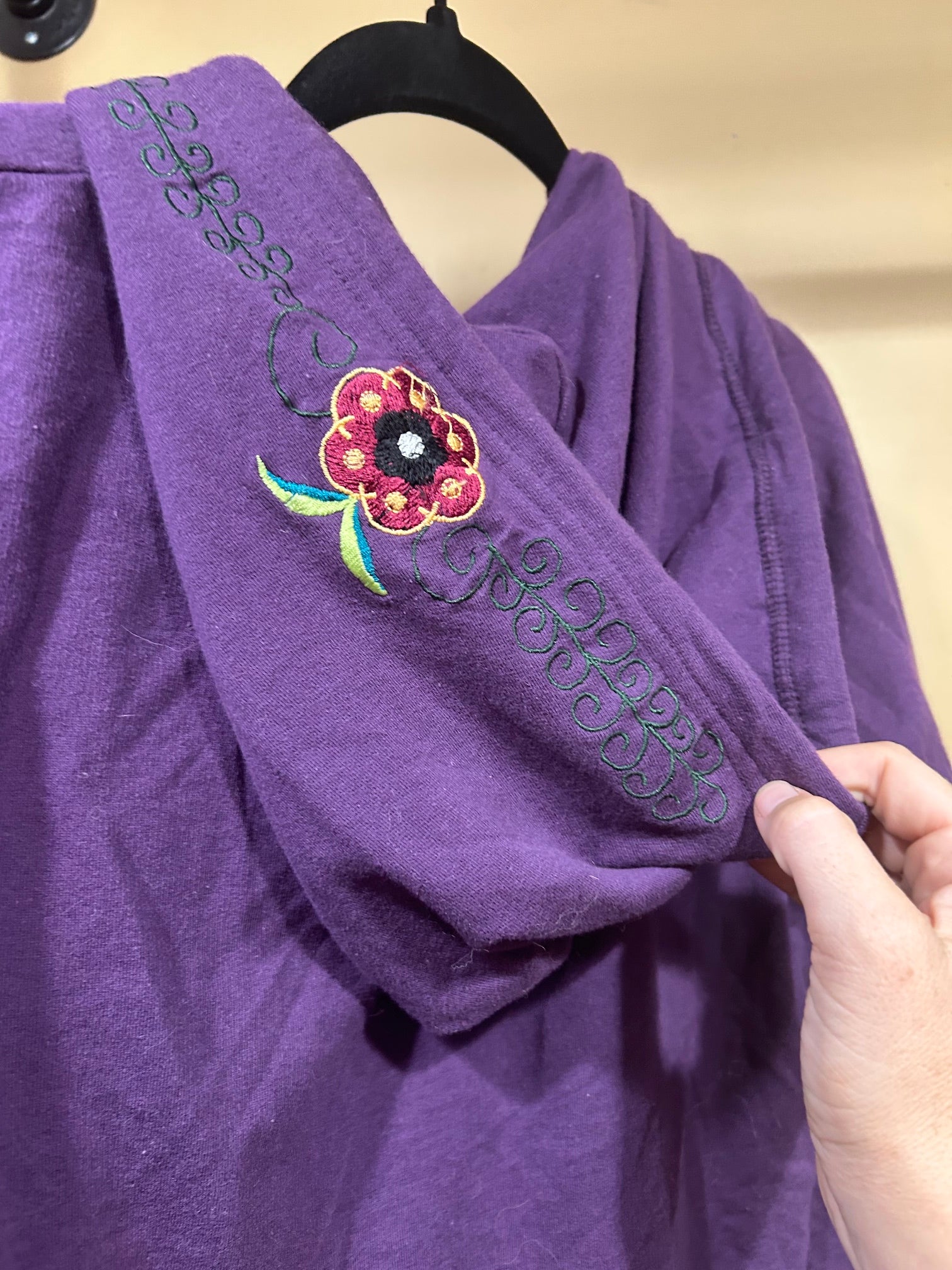 Purple Sahalie Embroidered Zip-Up Hoodie, L