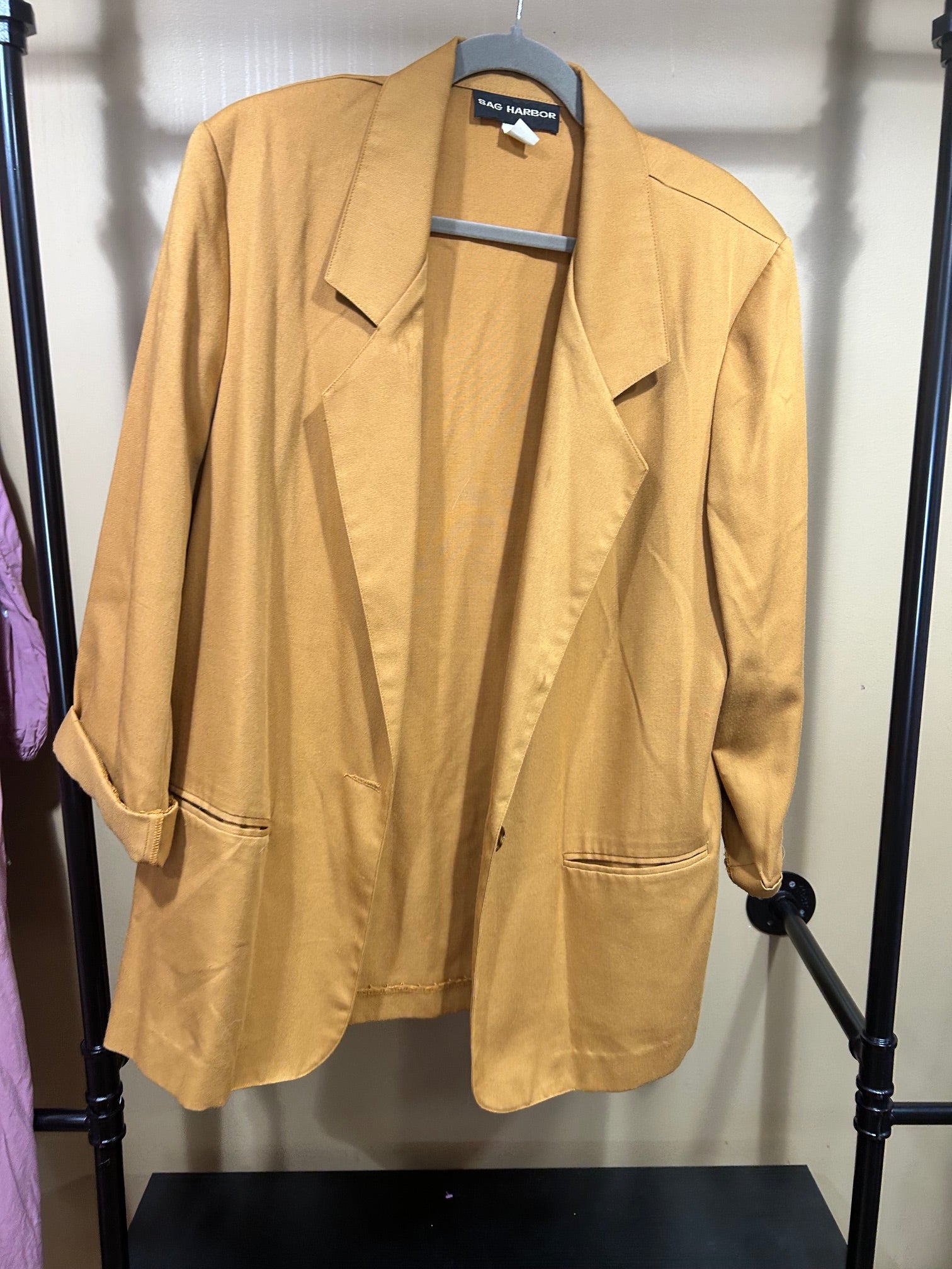 Mustard Yellow Sag Harbor Vintage Oversized Blazer, XL