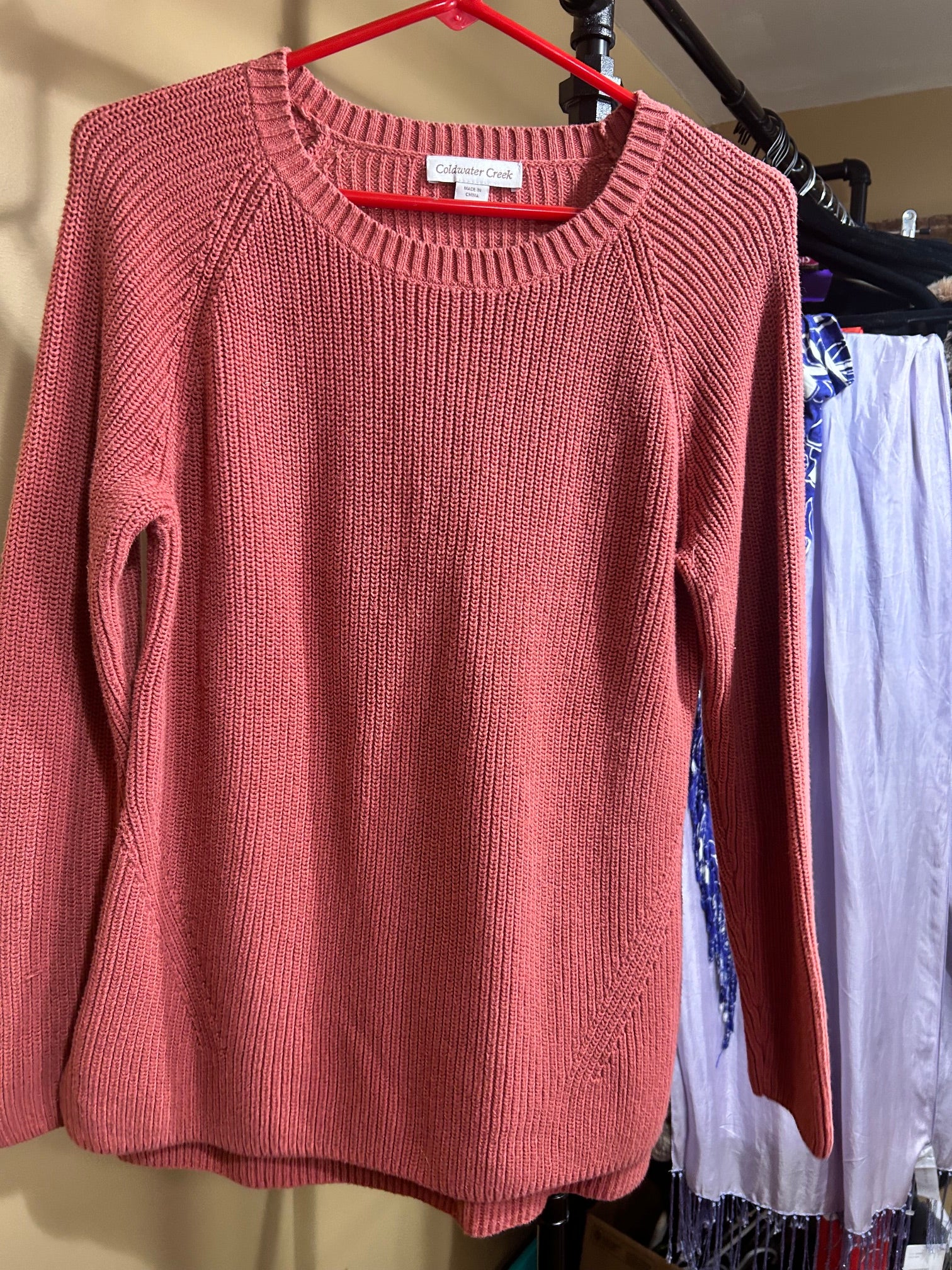 Salmon Coldwater Creek 100% Cotton Sweater, M