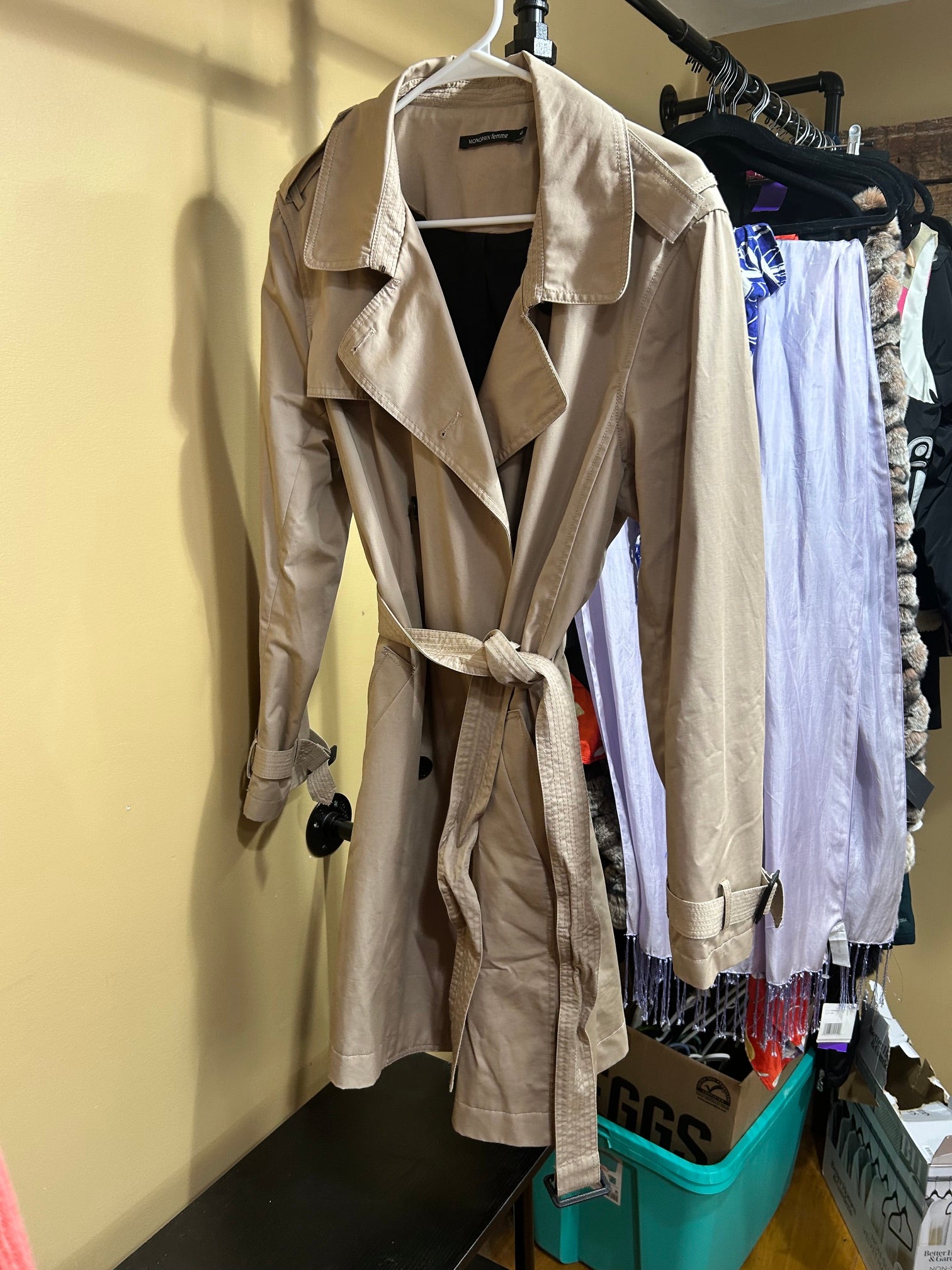 Beige Monoprix Femme AS-IS Trench Coat, L/XL