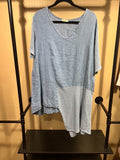 Blue Made in Italy  100% Linen  Asymmetrical Top, L