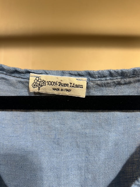 Blue Made in Italy  100% Linen  Asymmetrical Top, L
