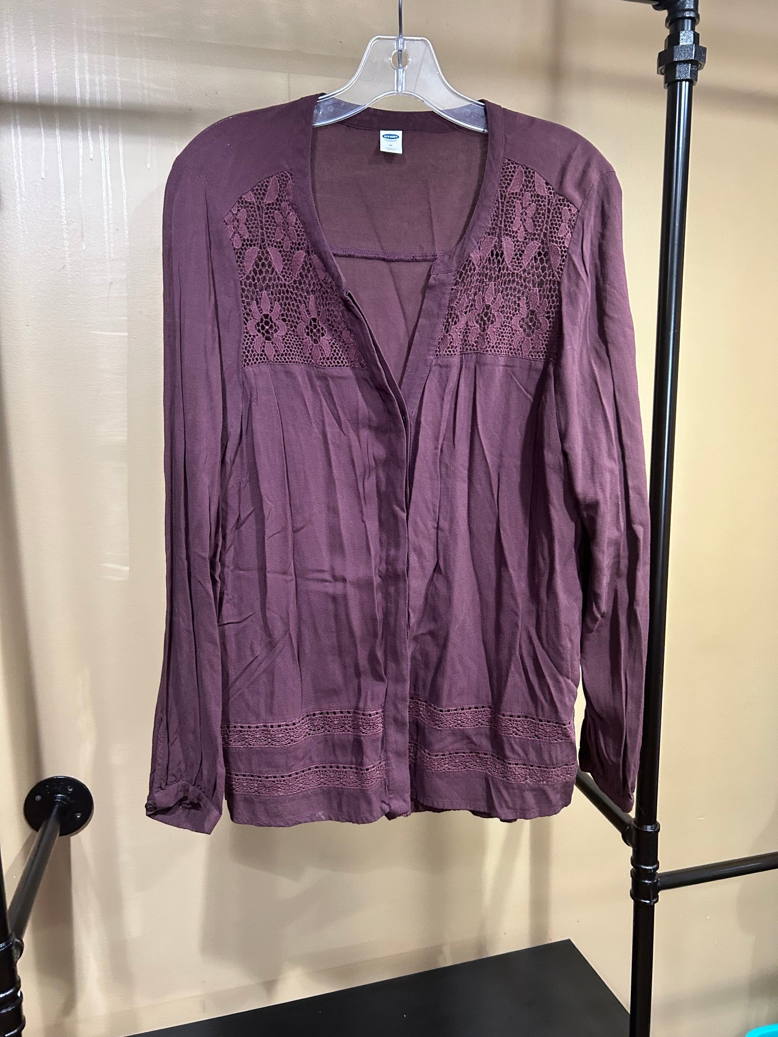 Burgundy Old Navy  100% Viscose Button Down, M