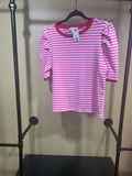 Pink Striped Rebecca Minkoff NWOT Puff Sleeve Top, XL
