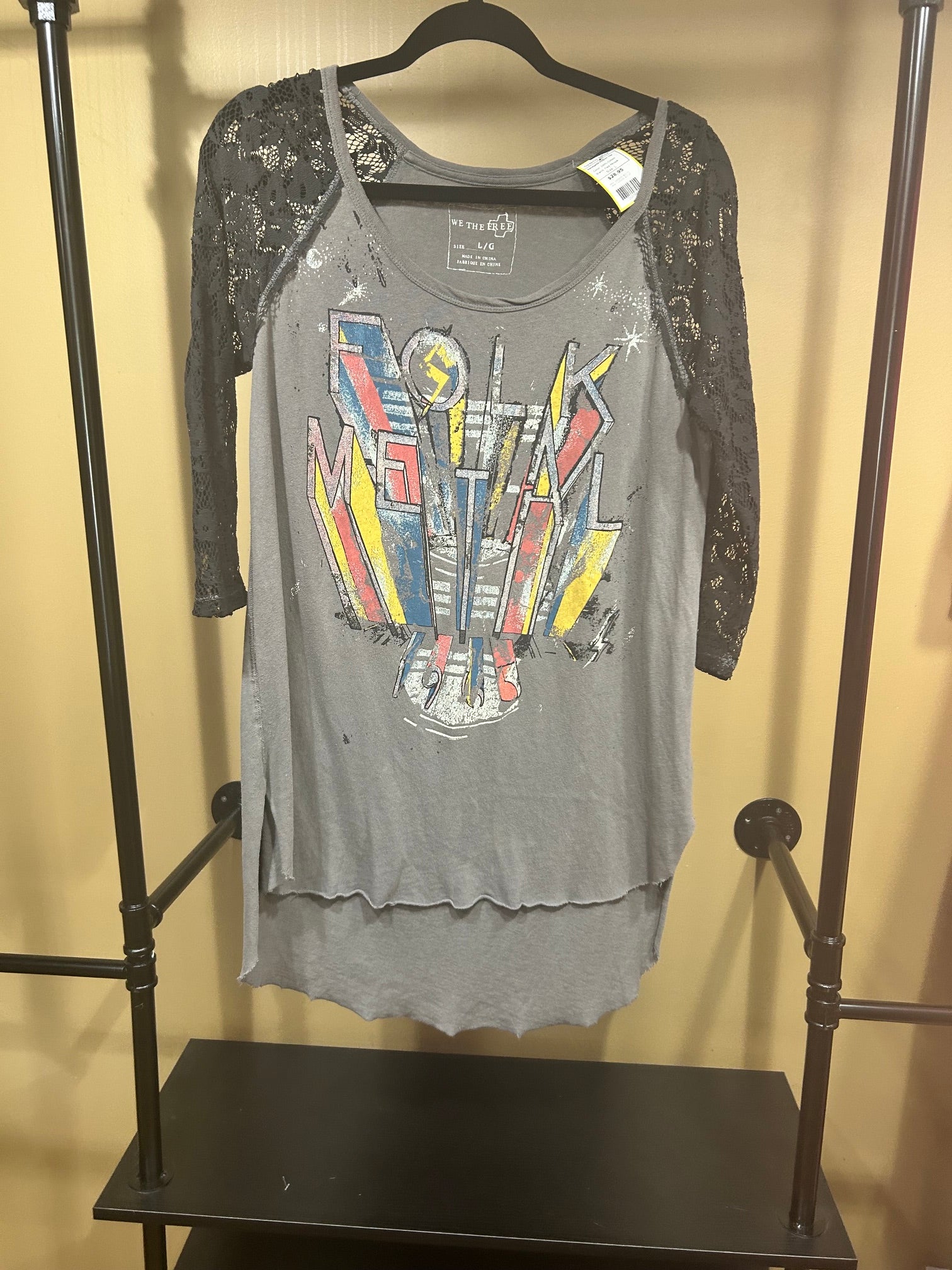 Gray  Free People Renegade Raglan Top, L