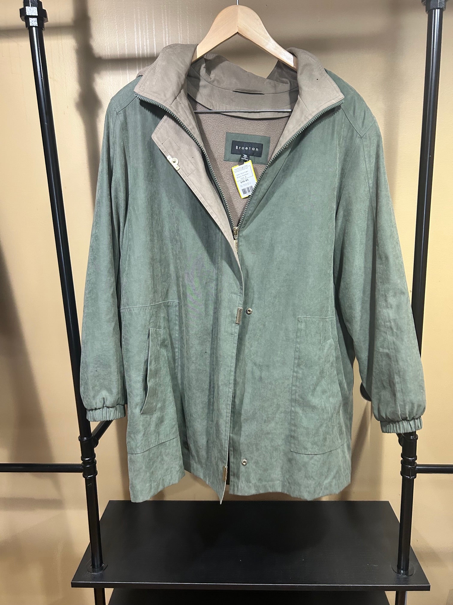 Olive Green Braetan AS-IS Full-Zip Jacket with Hood, XL