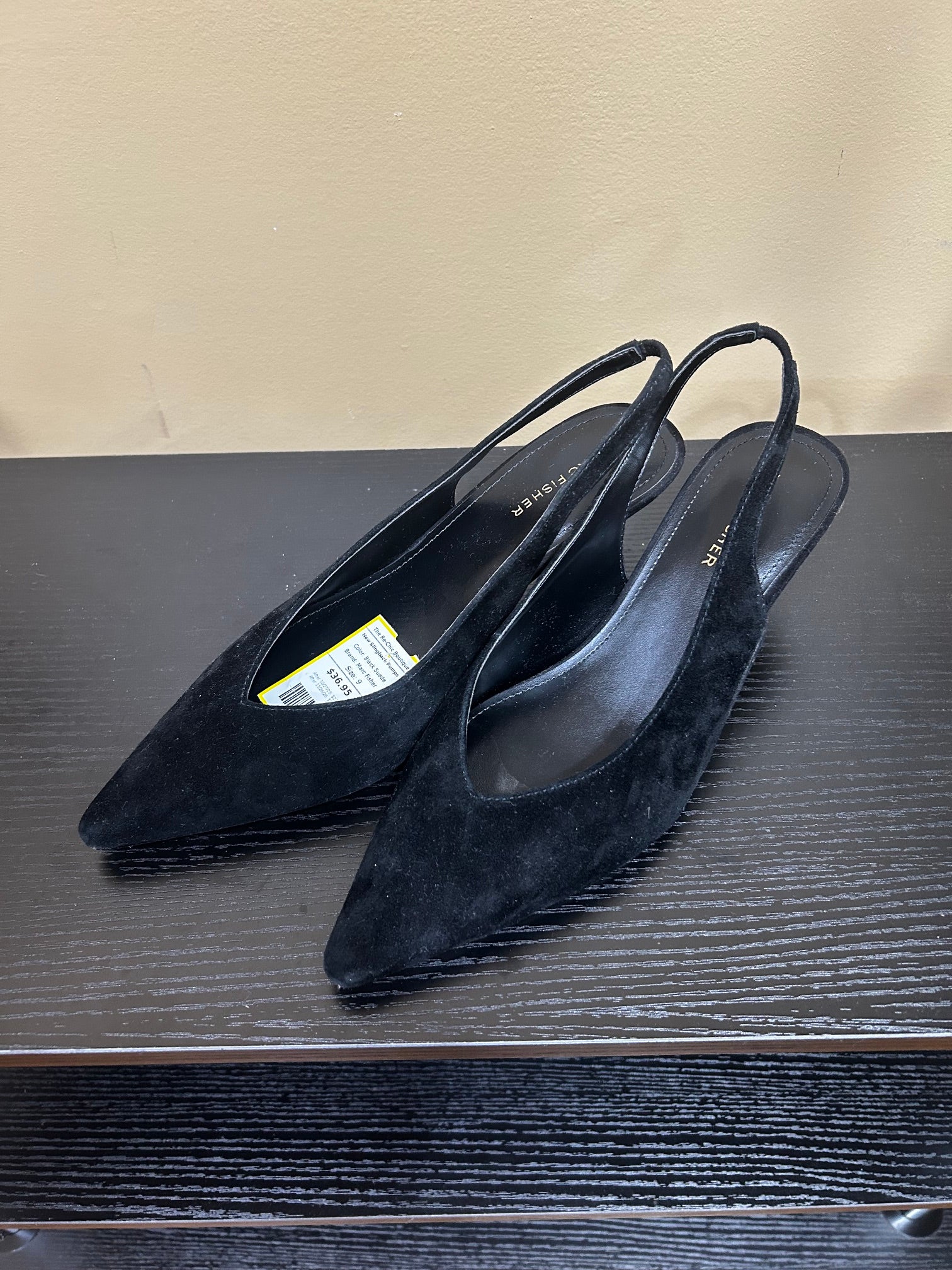 Black Suede Marc Fisher New Slingback Pumps, 9