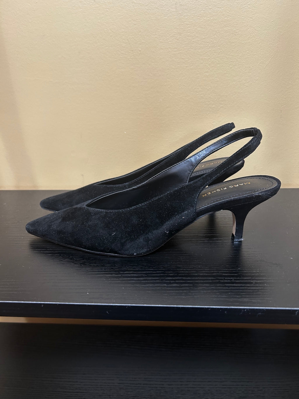 Black Suede Marc Fisher New Slingback Pumps, 9
