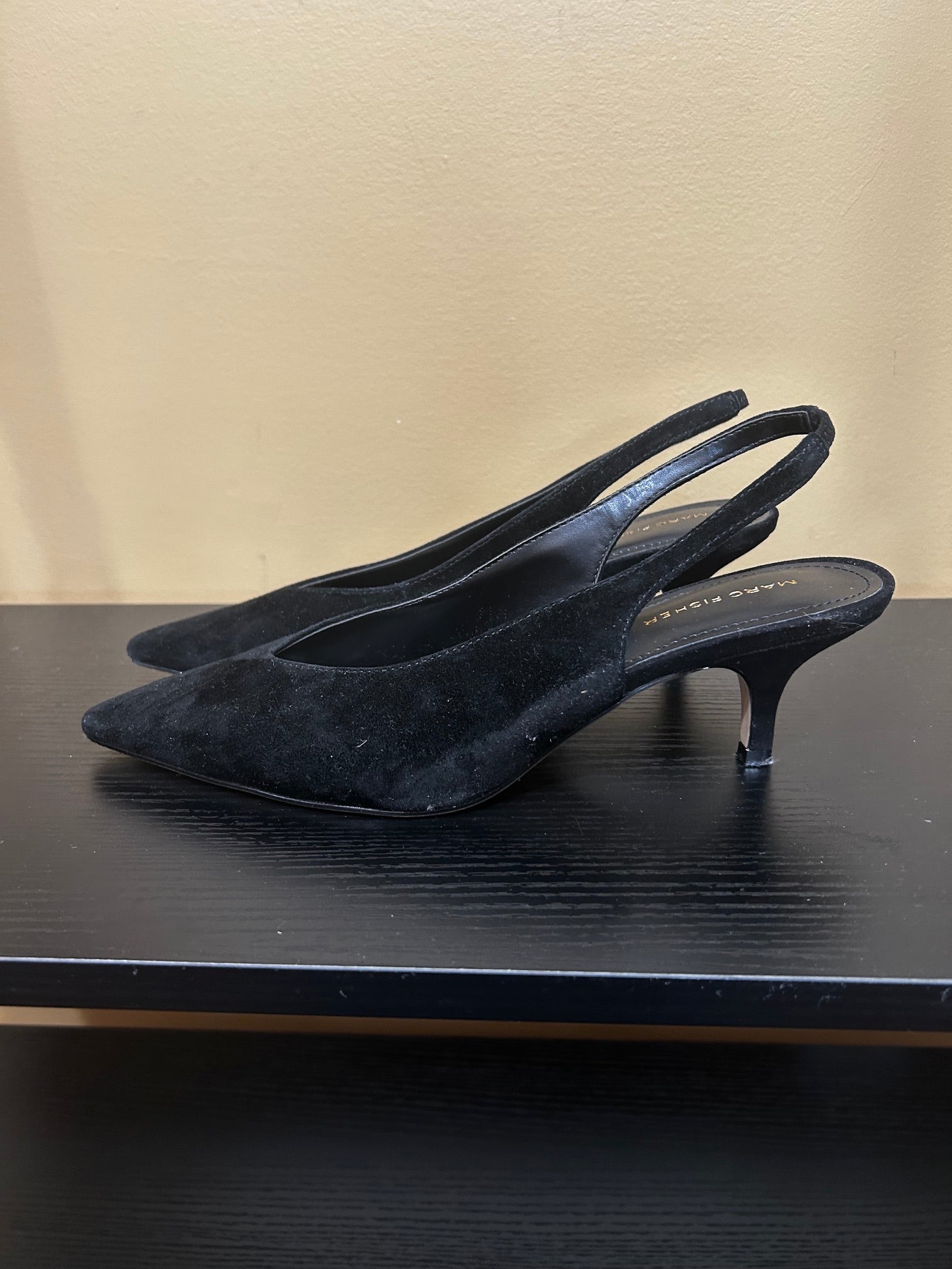 Black Suede Marc Fisher New Slingback Pumps, 9