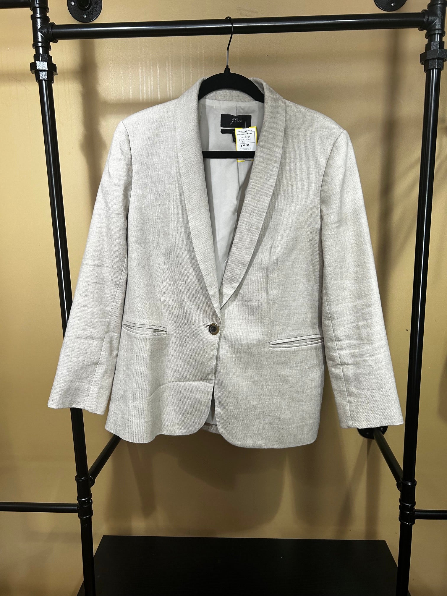 Beige J. Crew Linen-Blend Blazer, 10