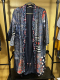 Black Floral Print Soft Surroundings $198 Patchwork Kimono Duster, L