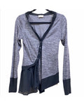 Gray & Black Anthropologie $98 Boho "Askew" Ruffle Cardigan, M