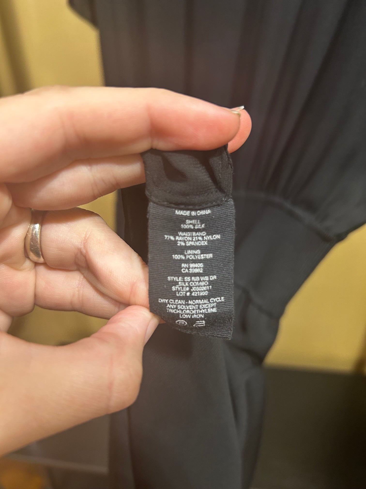 Black Theory $395 Ribbed Waist Silk Dress, L