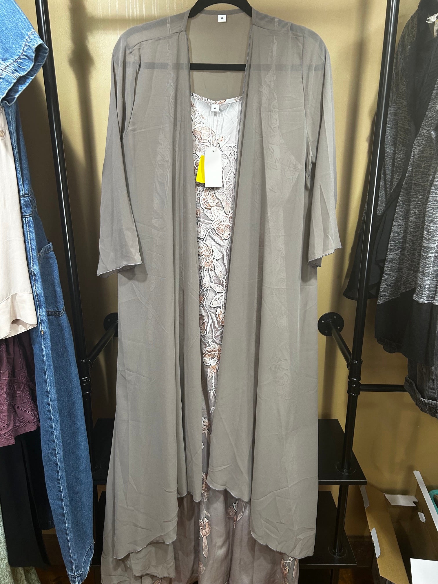 Gray Made With Love NWT 2-Piece Midi Dress Set, XL