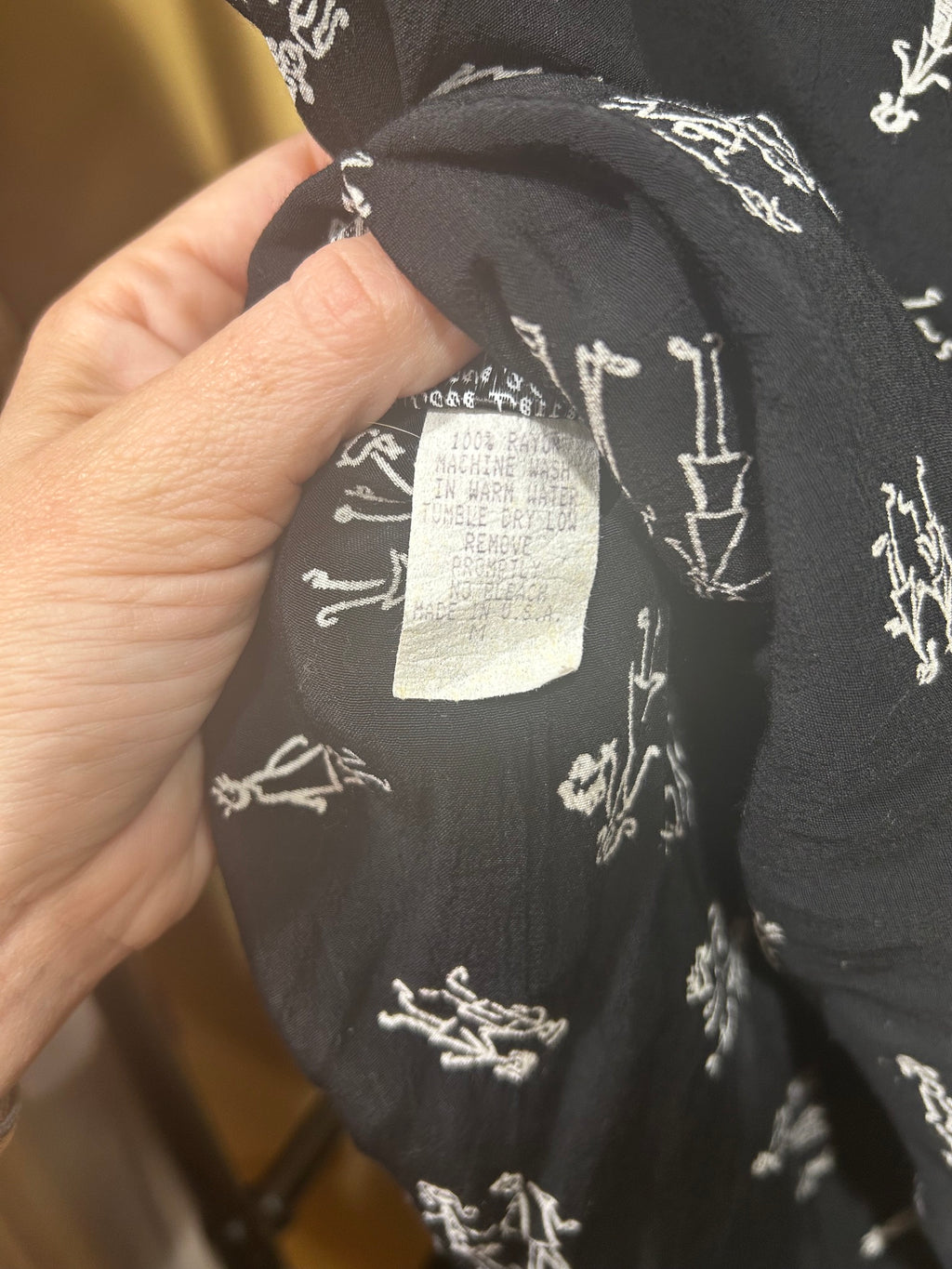 Black  Love Letters Love Notes VINTAGE 90's Rayon  Artsy Dress, M