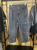 Faded Black Old Navy High-Rise Barrel Leg Jeans, 8