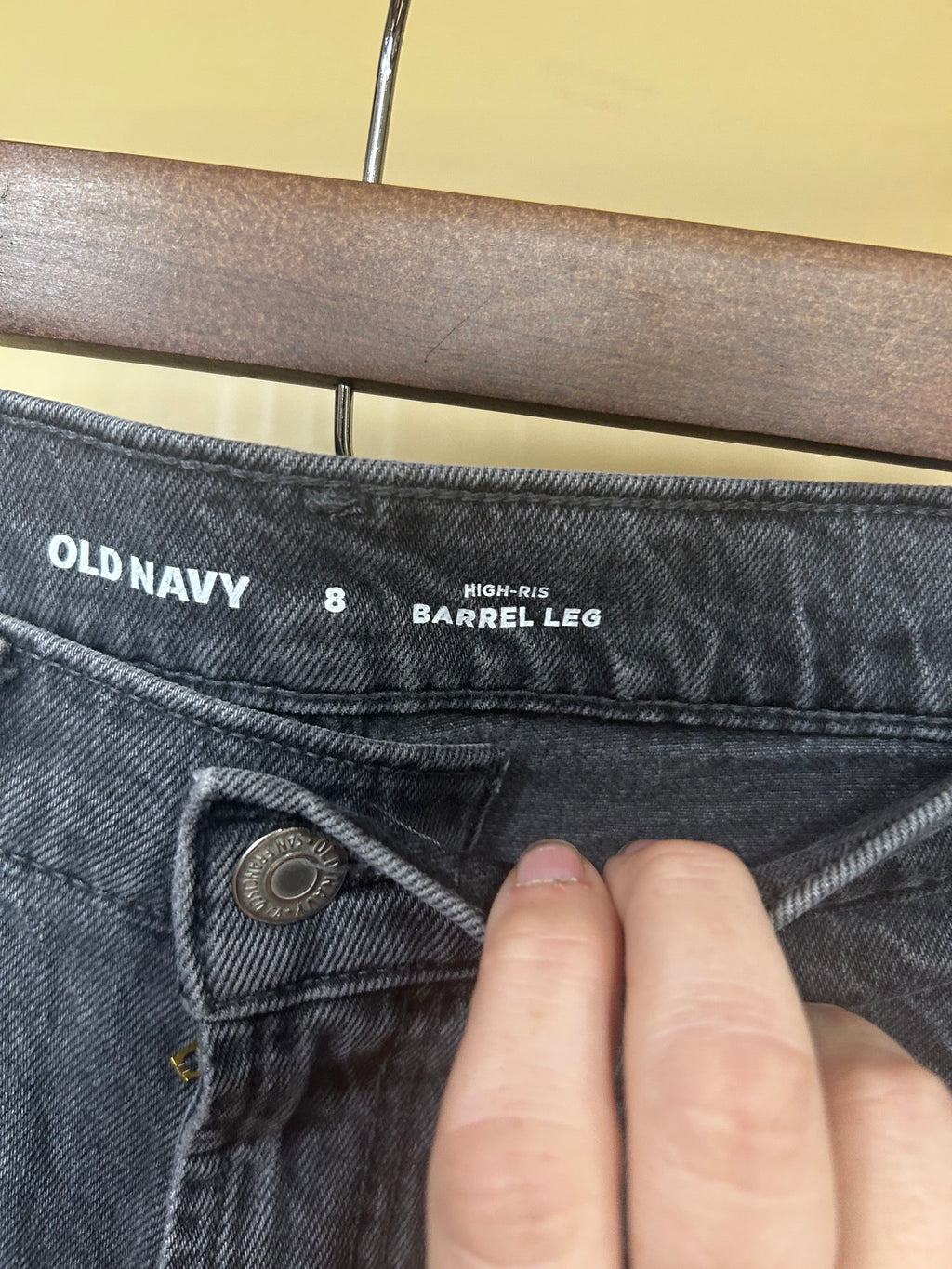 Faded Black Old Navy High-Rise Barrel Leg Jeans, 8