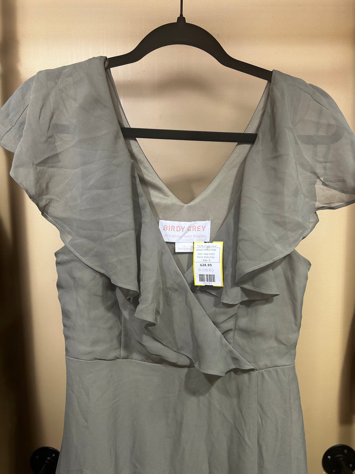 Sage Green Birdy Grey Jackson Chiffon Dress, S