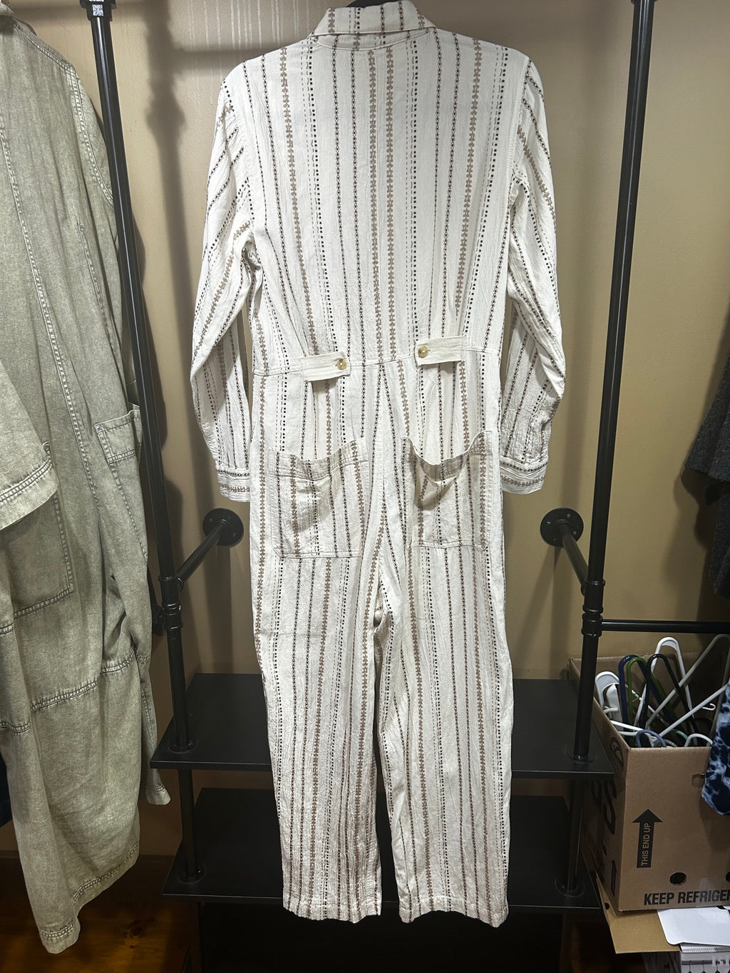 Tan Free People  Gia Yarn Dye Coveralls, M