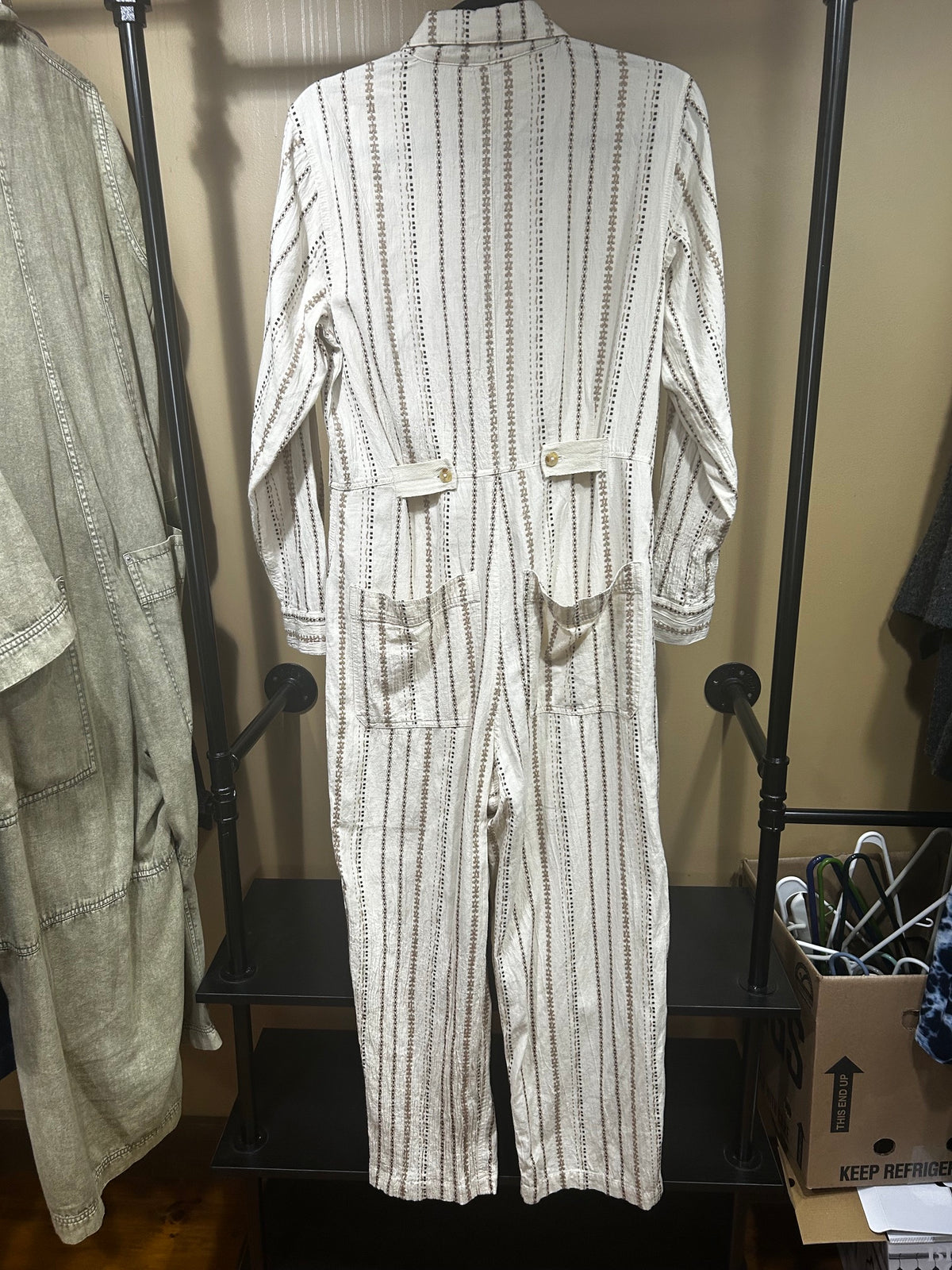 Tan Free People  Gia Yarn Dye Coveralls, M