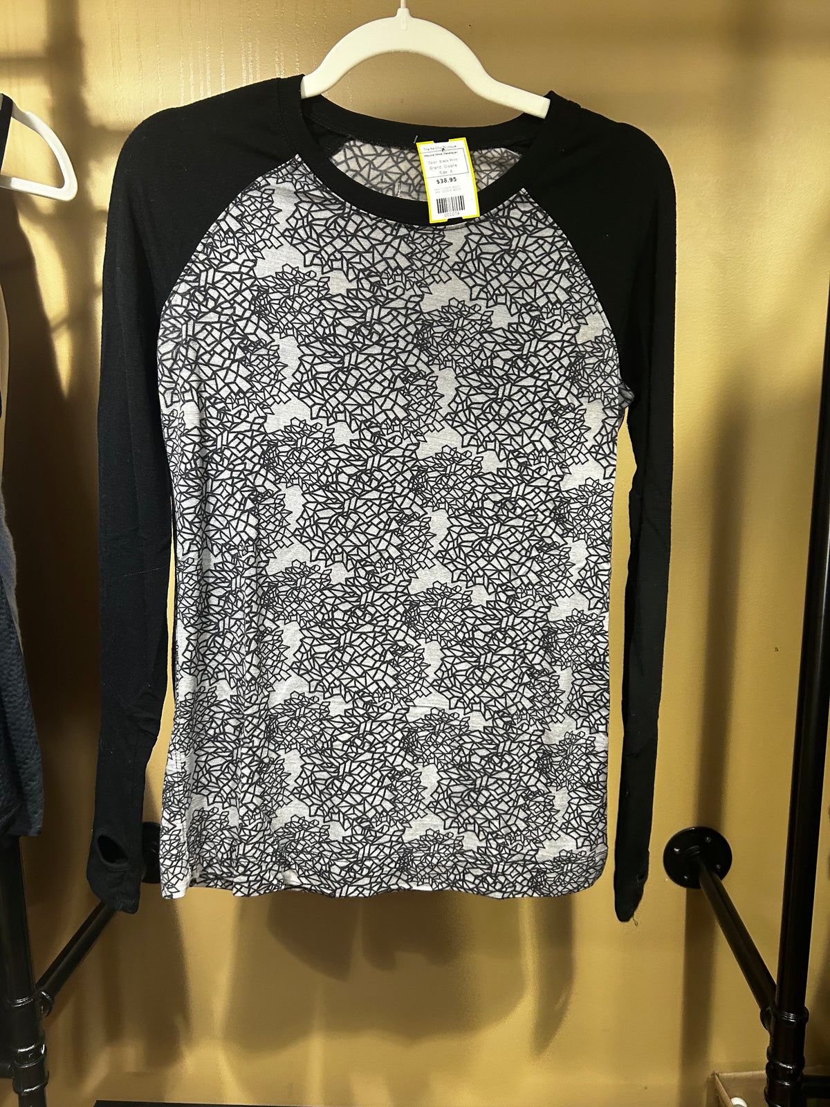 Black Print Oiselle Wazzie Wool Baselayer, 6