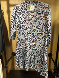 Blue  Isla Bonita  Tiered Leopard Print Mini Dress, S