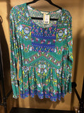 Green and Blue Matilda Jane "Evergreen" Peasant Top, XL