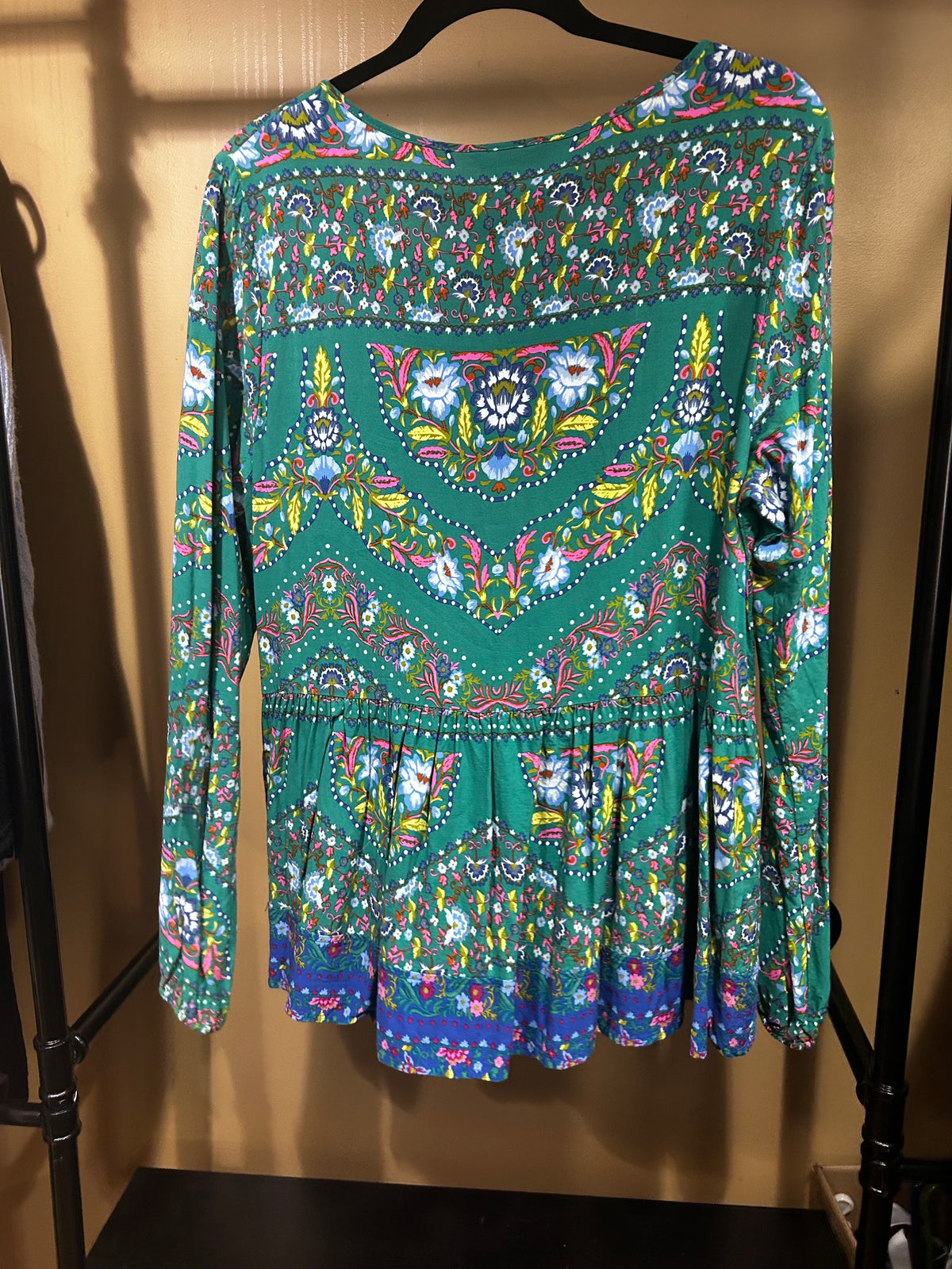 Green and Blue Matilda Jane "Evergreen" Peasant Top, XL