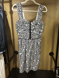 Black and White Print Club Monaco $199 Silk Cocktail Dress, 4
