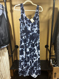 Blue Tie Die Duffield Lane Cotton/Spandex Tiered Maxi, M