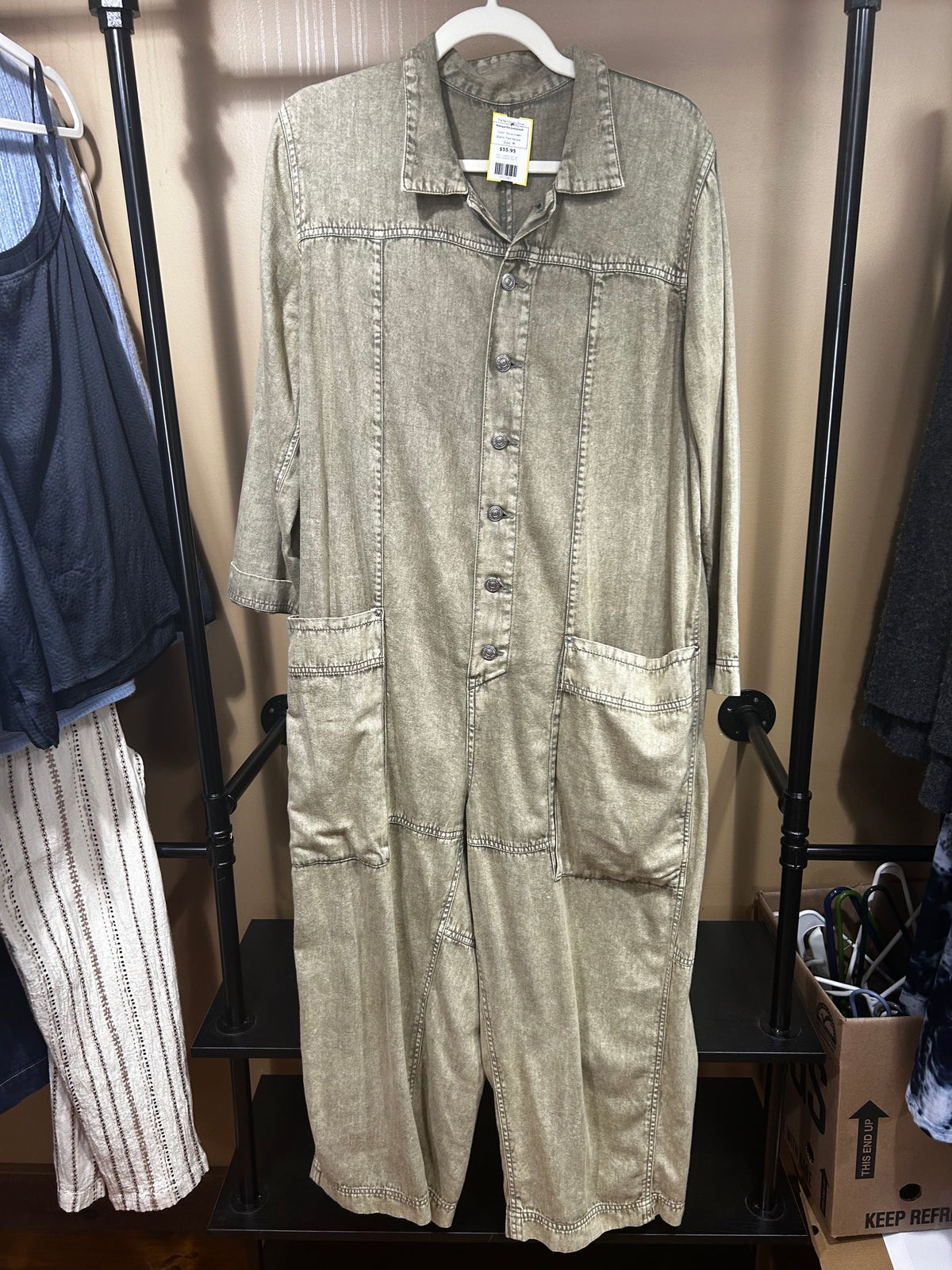 Olive Green Free People Margarita Jumpsuit, M